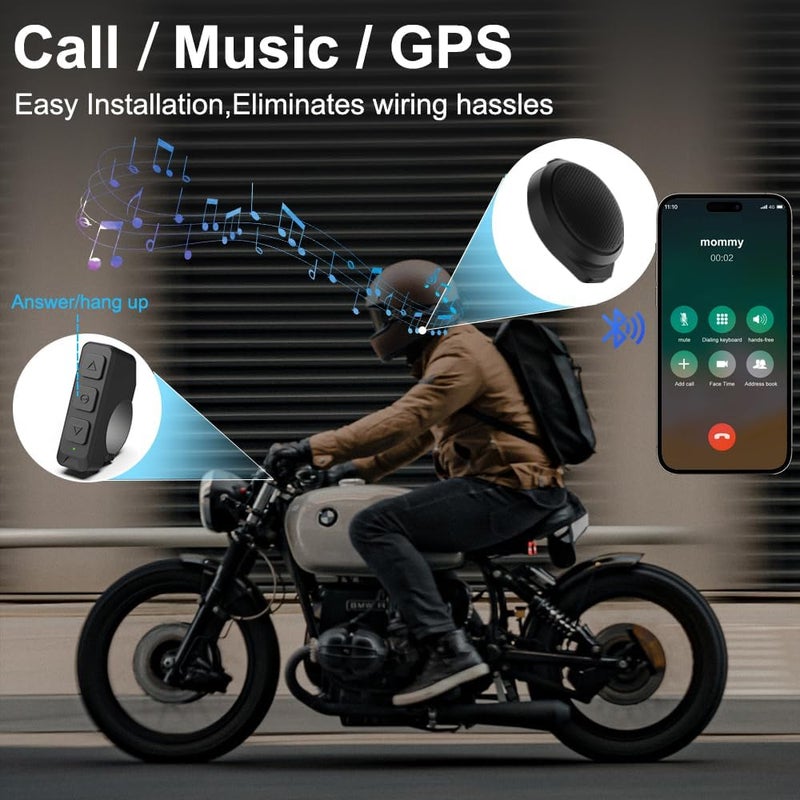 OBEST Motorcycle Helmet Bluetooth Headset,Motorcycle Bluetooth Helmet Speaker,Wireless Installation with Remote Control,BT5.3 Noise Cancellation 1900mAh Battery 50+ Hours Work Time for Skiing Riding - Image 2
